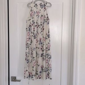 PINKBLUSH Ivory Floral Chiffon High Neck Maternity Dress